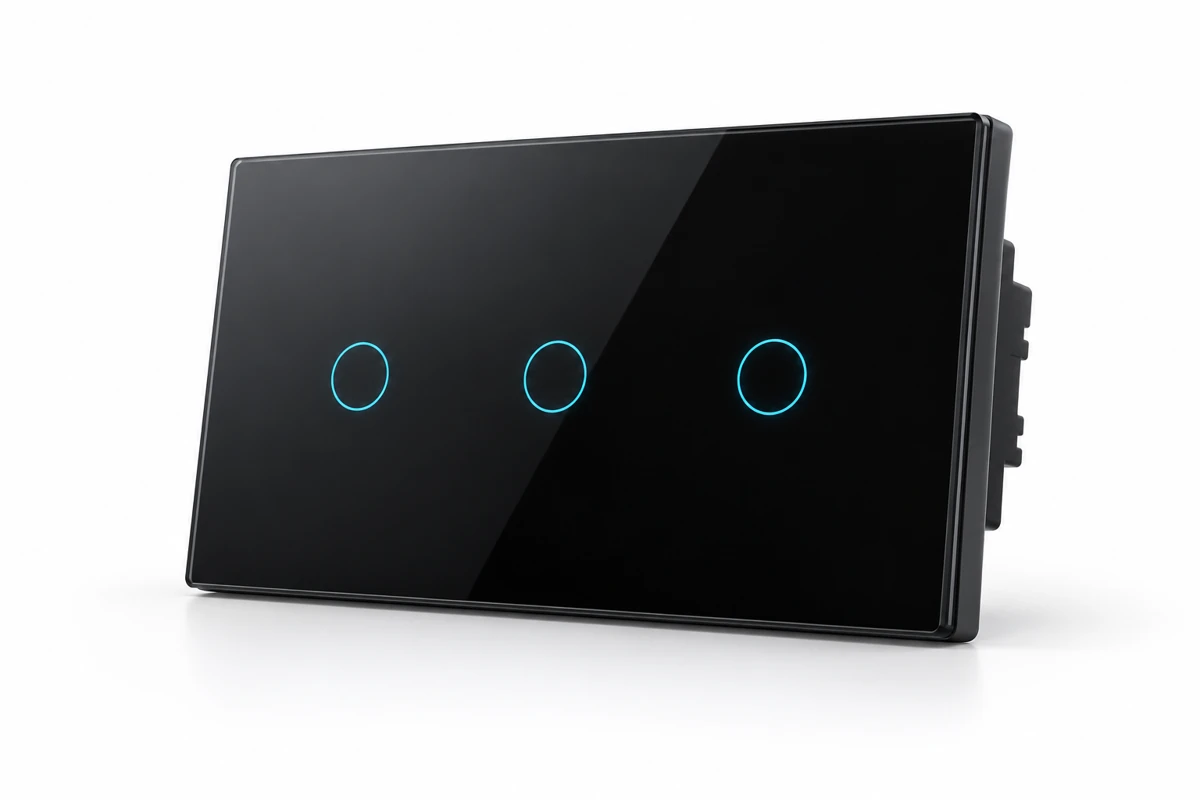 Illustrative black glass smart switch